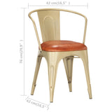 Dining Chairs 6 pcs Brown Real Leather