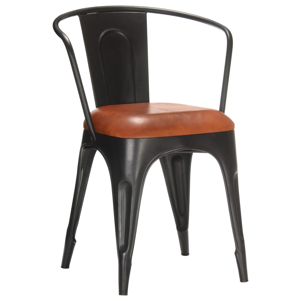 Dining Chairs 4 pcs Brown Real Leather