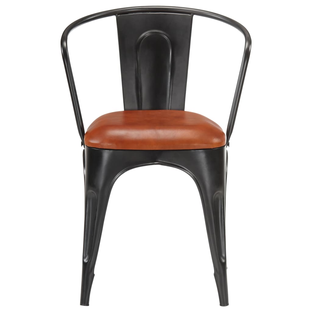 Dining Chairs 4 pcs Brown Real Leather