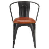 Dining Chairs 4 pcs Brown Real Leather - Side View