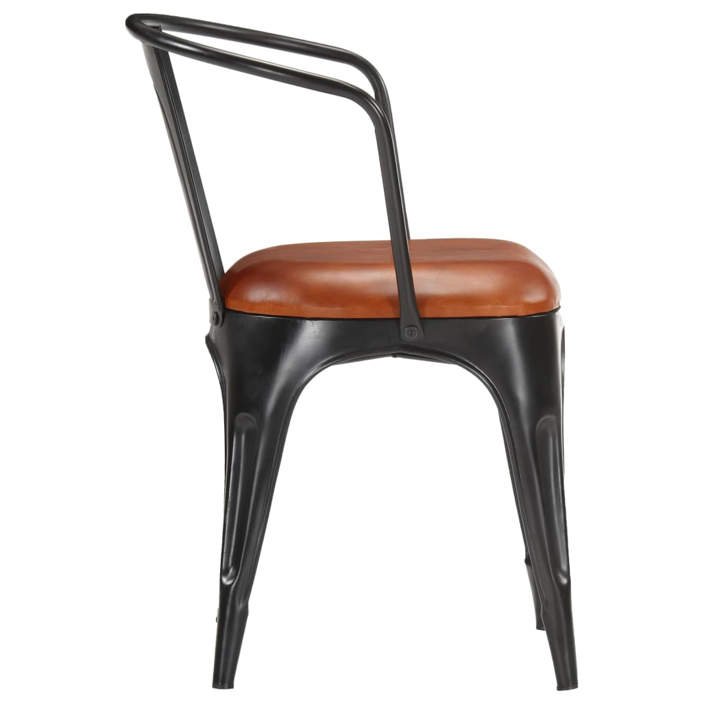 Dining Chairs 4 pcs Brown Real Leather