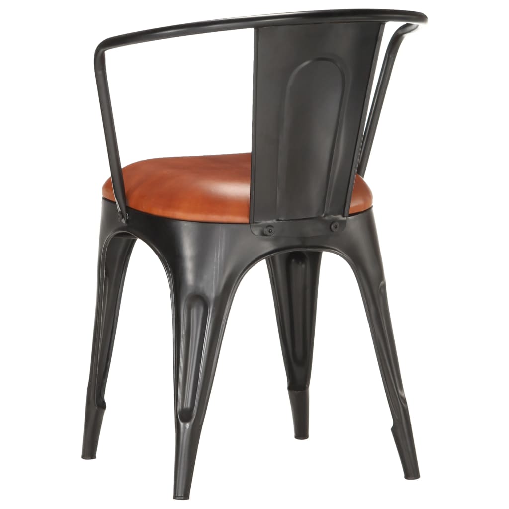 Dining Chairs 4 pcs Brown Real Leather
