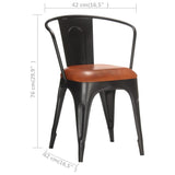 Dining Chairs 4 pcs Brown Real Leather - Extra Image