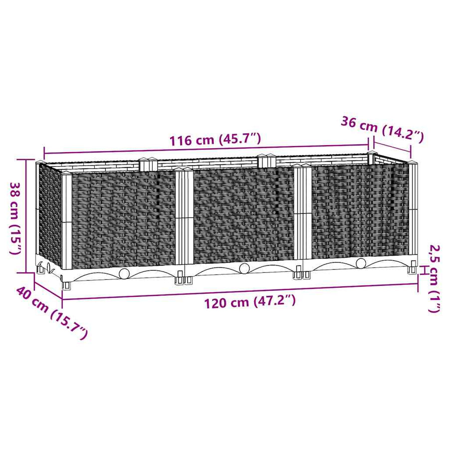 Raised Bed 120x40x38 cm Polypropylene