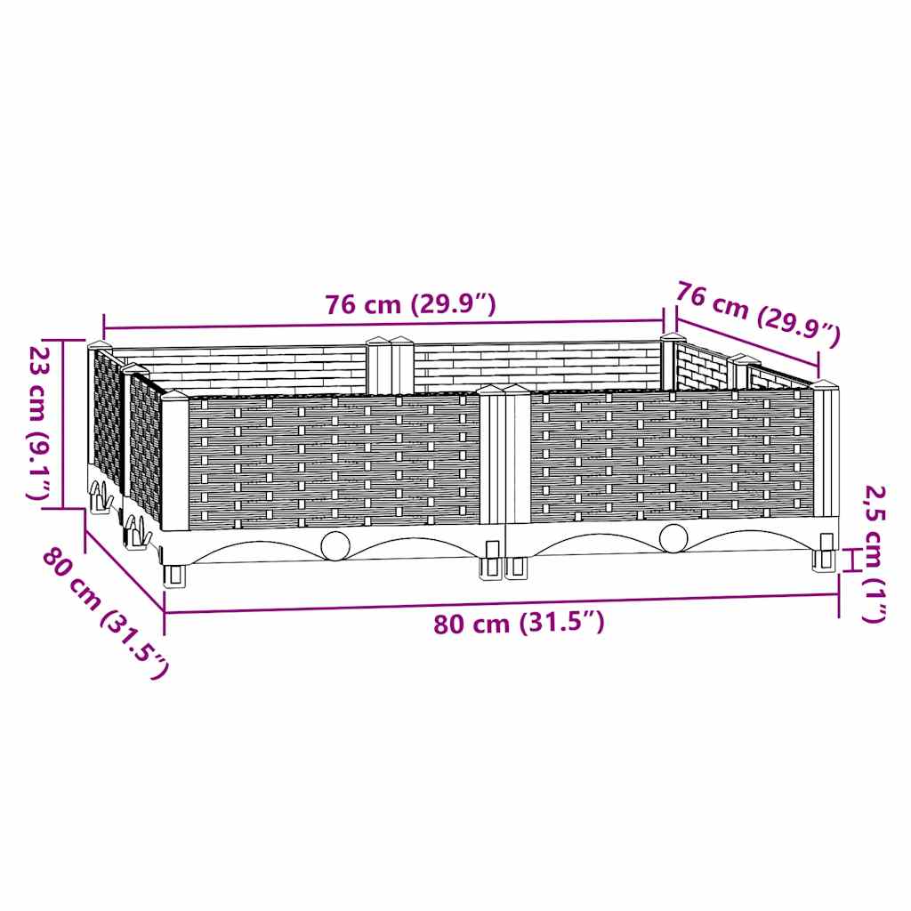 Raised Bed 80x80x23 cm Polypropylene