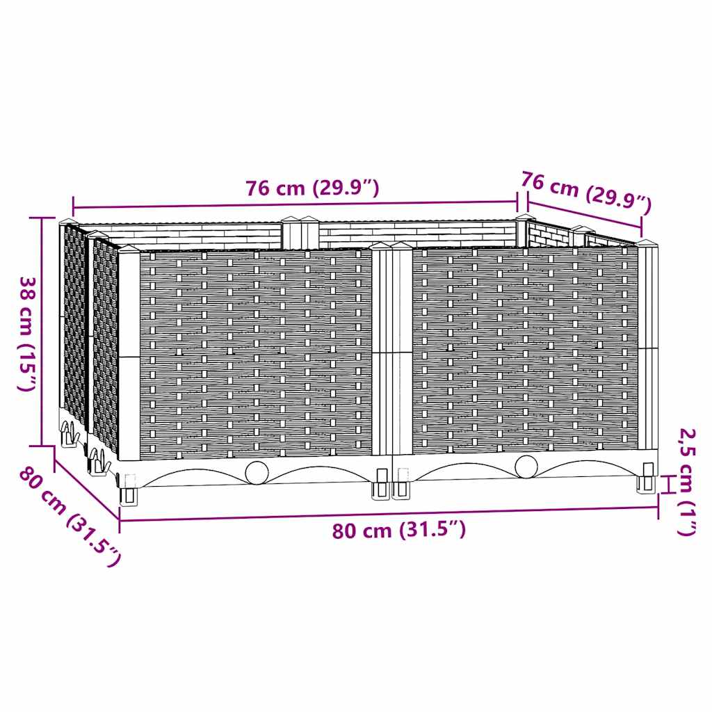 Raised Bed 80x80x38 cm Polypropylene