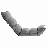 Folding Floor Chair Light Grey Fabric - Side View