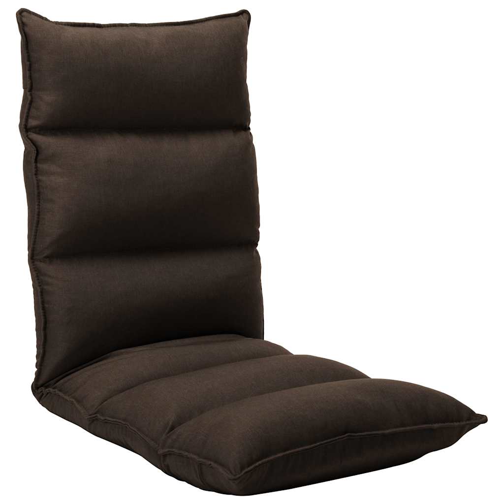 Folding Floor Chair Brown Fabric