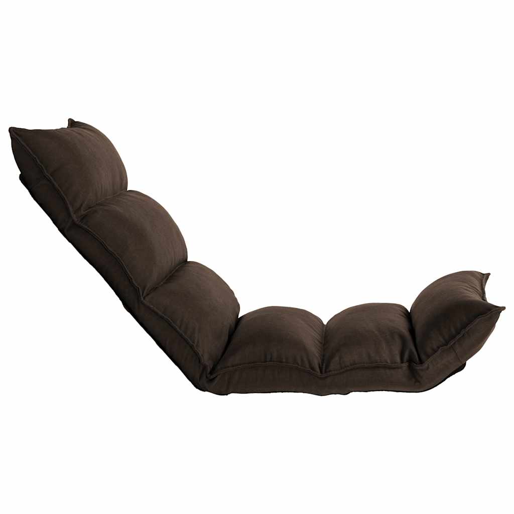 Folding Floor Chair Brown Fabric