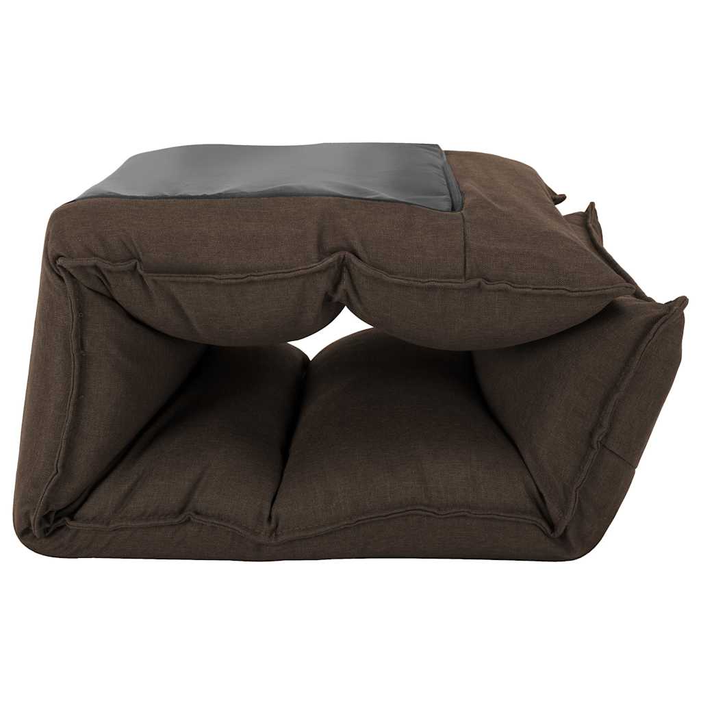 Folding Floor Chair Brown Fabric