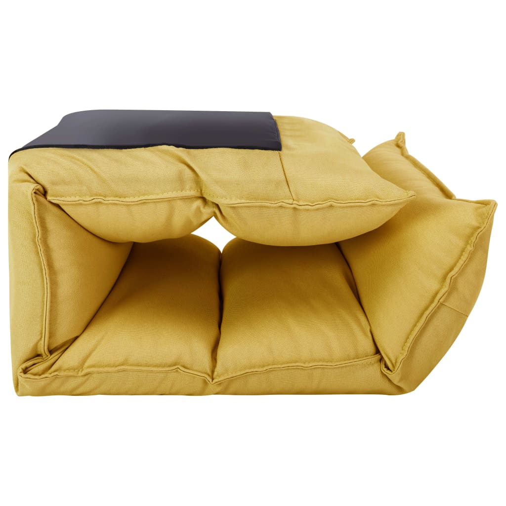 Folding Floor Chair Mustard Yellow Fabric