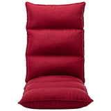 Folding Floor Chair Wine Red Fabric - Front View