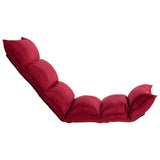 Folding Floor Chair Wine Red Fabric - Side View