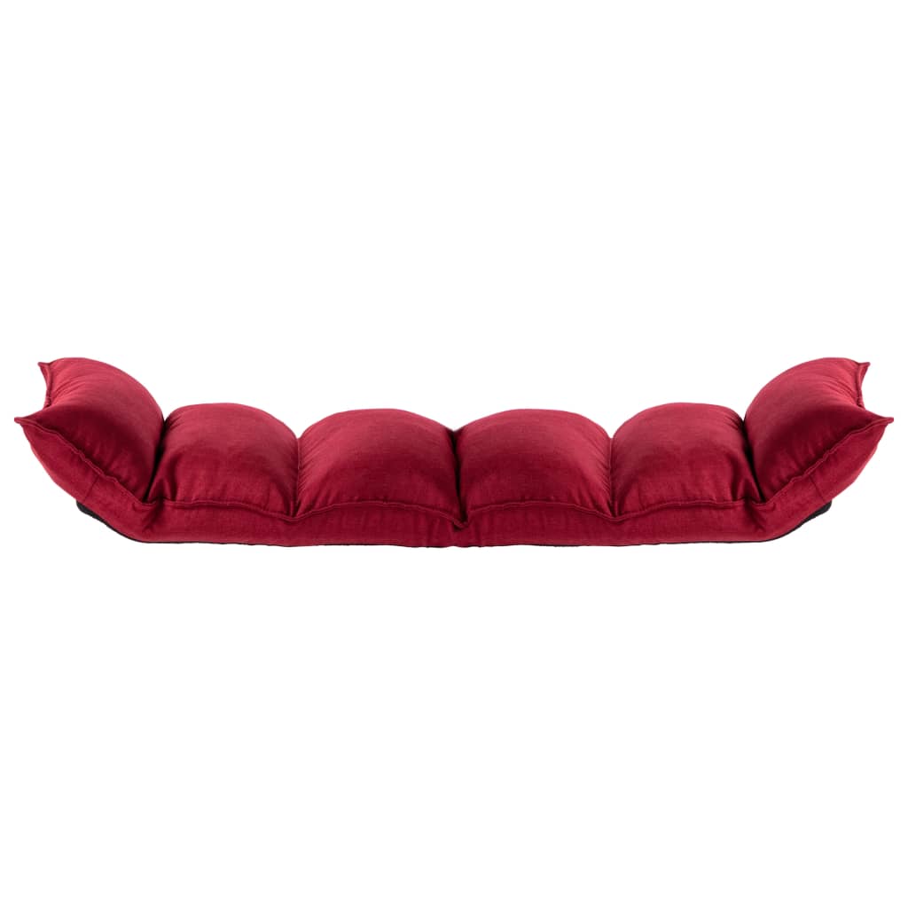 Folding Floor Chair Wine Red Fabric