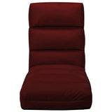 Folding Floor Chair Wine Red Faux Leather - Front View
