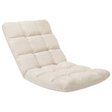 Folding Floor Chair Cream Microfibre - Front View