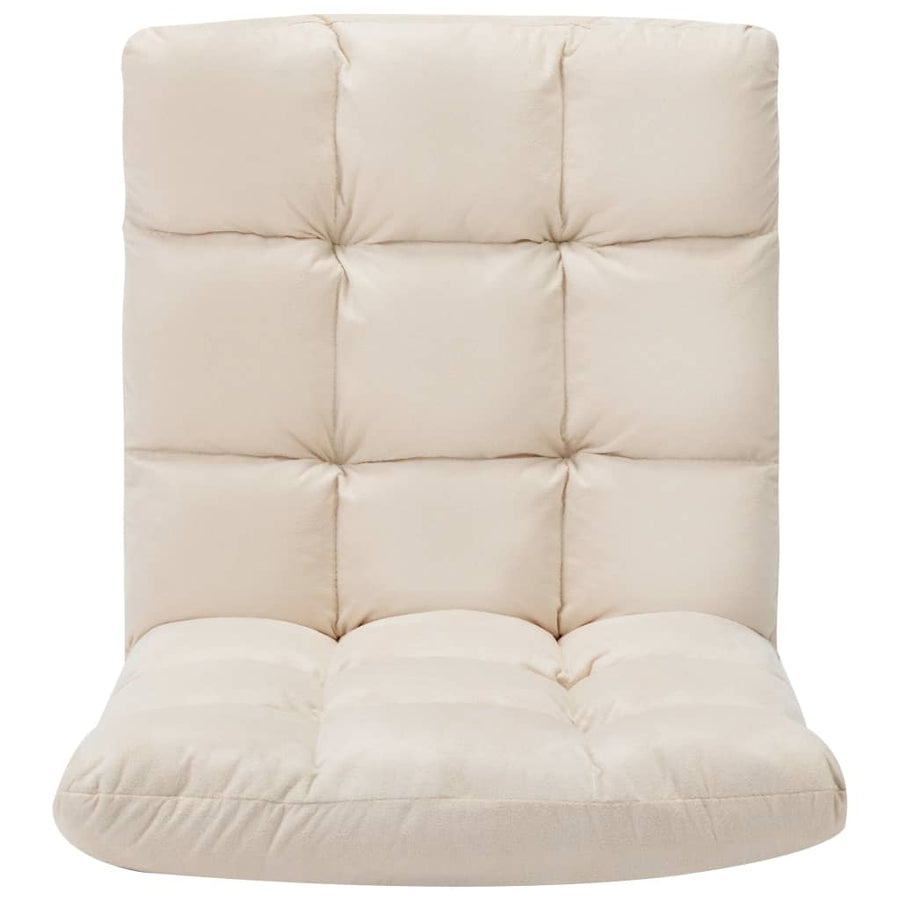 Folding Floor Chair Cream Microfibre