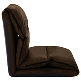 Folding Floor Chair Brown Microfibre - Rear View