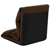 Folding Floor Chair Brown Microfibre - Close-Up Angle