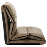 Folding Floor Chair Taupe Microfibre - Rear View