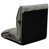 Folding Floor Chair Dark Grey Microfibre - Close-Up Angle