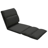Folding Floor Chair Black Microfibre - Front View