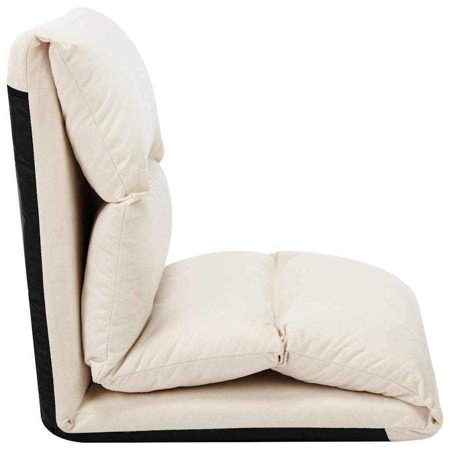 Folding Floor Chair Cream Microfibre