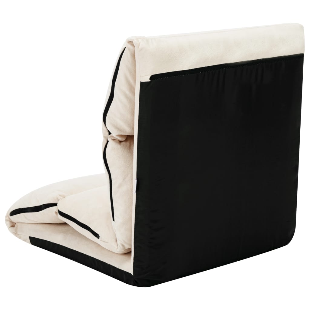 Folding Floor Chair Cream Microfibre