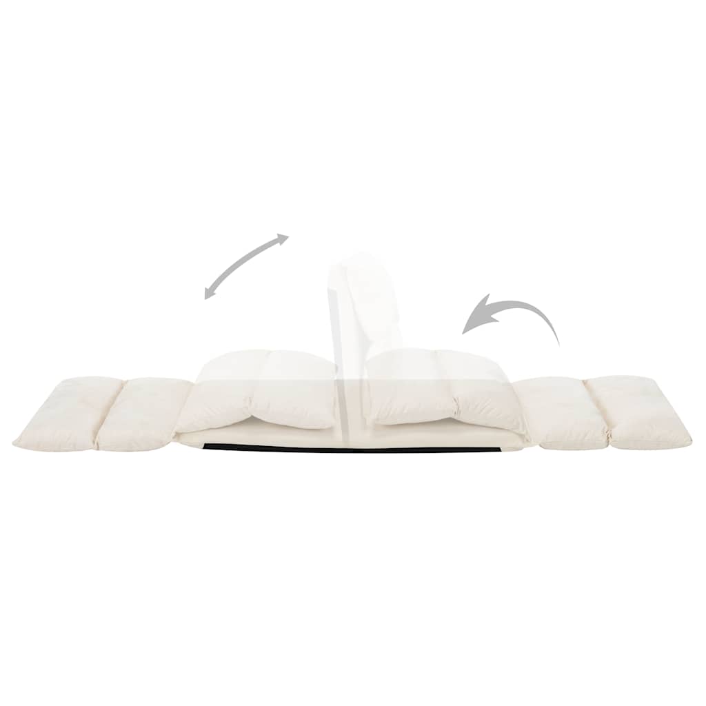 Folding Floor Chair Cream Microfibre