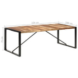 Dining Table 220x100x75 cm Solid Wood - Rear View