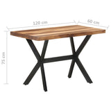 Dining Table 120x60x75 cm Solid Wood with Honey Finish - Rear View
