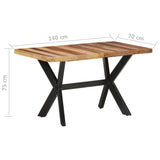 Dining Table 140x70x75 cm Solid Wood with Honey Finish - Rear View