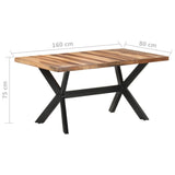 Dining Table 160x80x75 cm Solid Wood with Honey Finish - Rear View