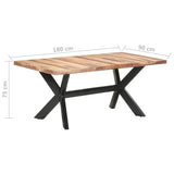Dining Table 180x90x75 cm Solid Wood with Honey Finish - Rear View