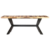 Dining Table 200x100x75 cm Solid Wood with Honey Finish - Front View