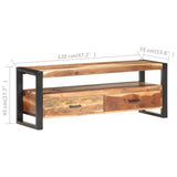 TV Cabinet 120x35x45 cm Solid Wood with Honey Finish - Close-Up Angle