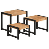 Nesting Tables 3 pcs Solid Wood - Front View