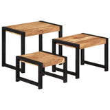 Nesting Tables 3 pcs Solid Wood - Close-Up Angle