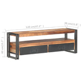 TV Cabinet 120x30x40 cm Solid Wood - Close-Up Angle