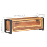 Shoe Cabinet 120x35x40 cm Solid Wood - Rear View