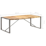 Dining Table 220x100x75 cm Solid Wood Mango - Close-Up Angle