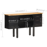 Sideboard 110x30x65 cm Solid Rough Mango Wood and Steel