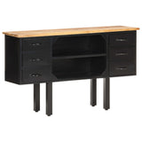 Sideboard 110x30x65 cm Solid Rough Mango Wood and Steel - Low Angle