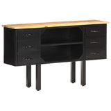 Sideboard 110x30x65 cm Solid Rough Mango Wood and Steel - Extra Image