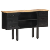 Sideboard 110x30x65 cm Solid Rough Mango Wood and Steel - Extra Image