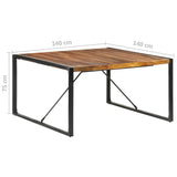 Dining Table 140x140x75 cm Solid Wood - Rear View