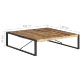 Coffee Table 140x140x40 cm Solid Wood Mango - Rear View