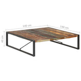Coffee Table 140x140x40 cm Solid Wood Reclaimed - Rear View