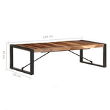 Coffee Table 140x70x40 cm Solid Wood - Close-Up Angle