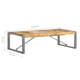 Coffee Table 140x70x40 cm Solid Wood Mango - Close-Up Angle
